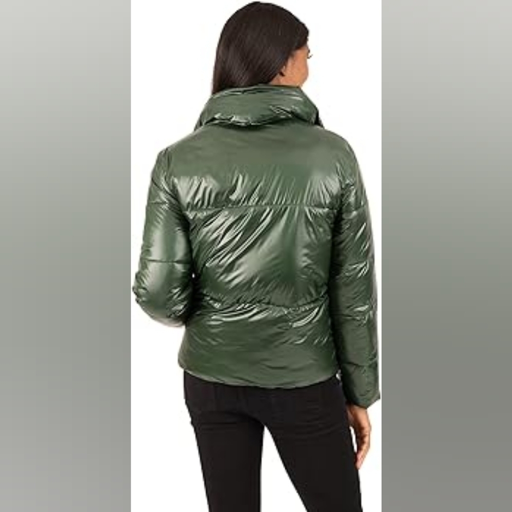 RACHEL Rachel Roy Women's Green Faux Down Puffer Jacket Size M NWT - Picture 3 of 13